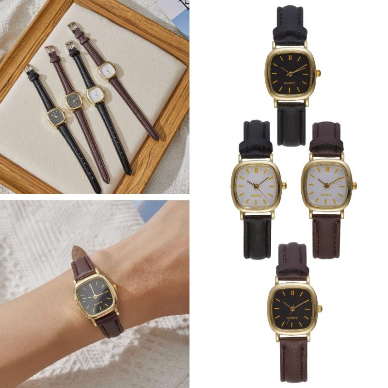 New Trendy Minimalistic Retro Harajuku Style Quartz Leather Strap Couple Watch In Stock