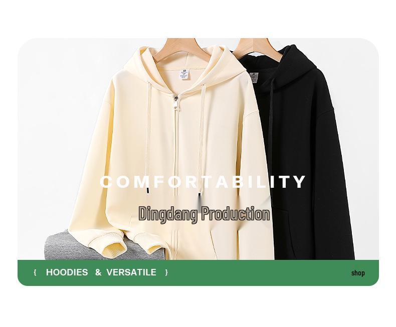 Unisex Zippered Hooded Sweatshirt - Solid Color, Loose Fit, Versatile Autumn Casual Hoodie Jacket