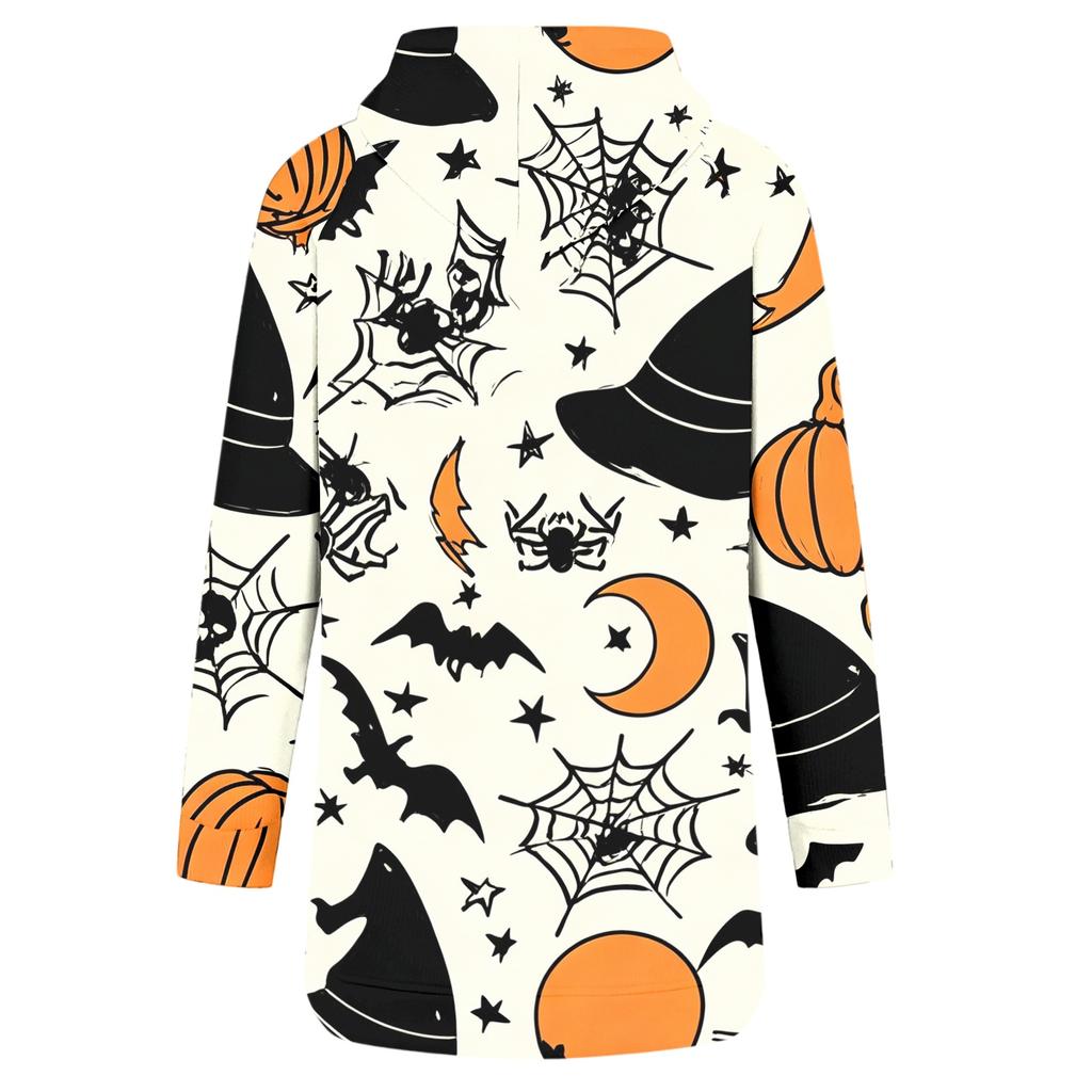 Women's Fashion Casual Long Sleeve Hoodie with Halloween Print for Fall