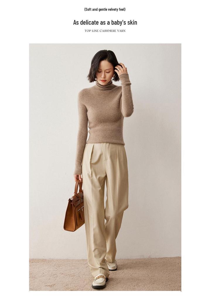Autumn/Winter New Arrivals: Women's Slimming High-Neck Cashmere Knitwear.