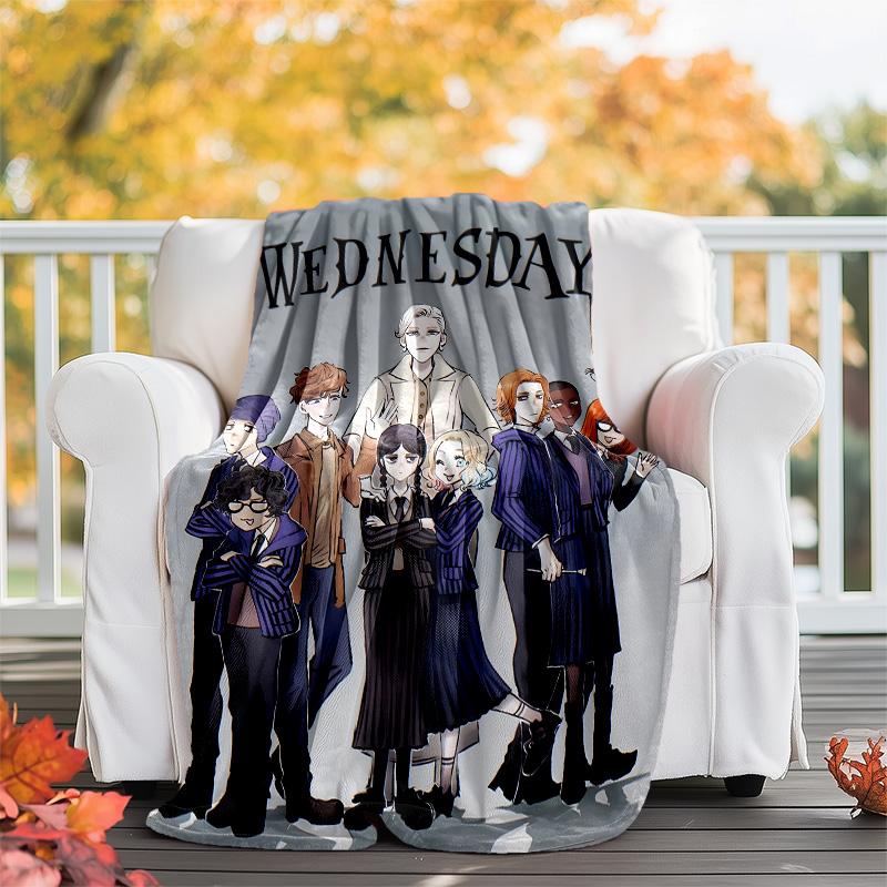 1pc Addams Family Wednesday4 Theme Blanket - Digital Print, Polyester, Cozy for All Seasons, Perfect for Outdoor, and Travel