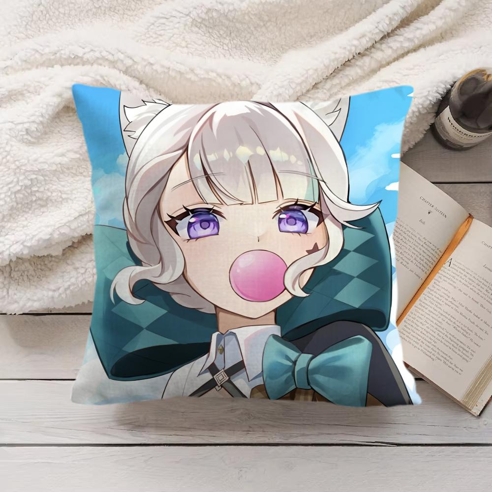 Lynette Genshin Impact Cute Cushion Cover Silky Short Plush Invisible Zipper Dustproof Sofa Pillow Case For Home Decor