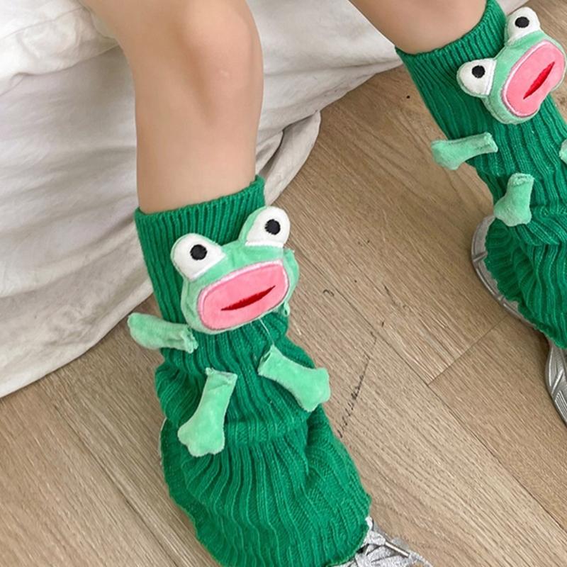 Stylish Funny Cartoon Leg Covers for Parties Or Cosplay Women Girls Cute 3D Stuffed Ugly Frogs Leg Warmers Boot Cuffs