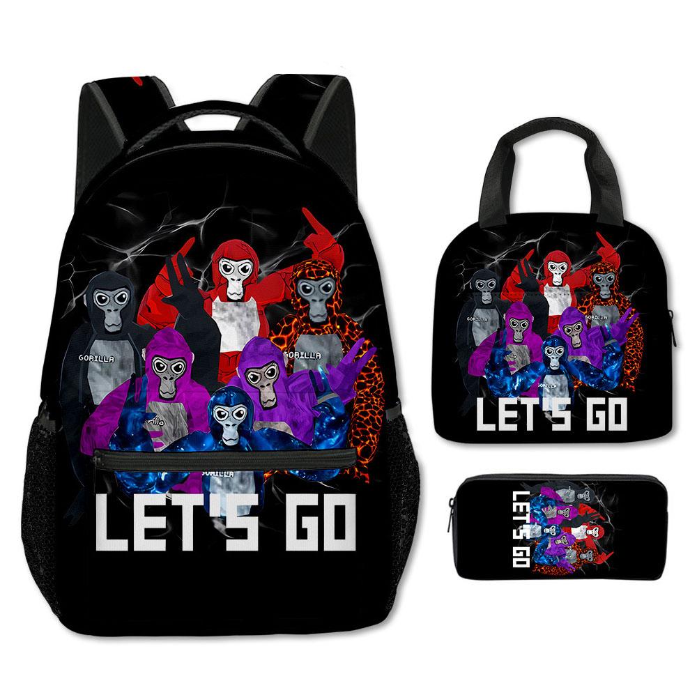 Fashion Novelty Cool Novelty Gorilla tag 3D Print 3pcs/Set Student School Bags Laptop Backpack Crossbody Lunch bag Pencil Case