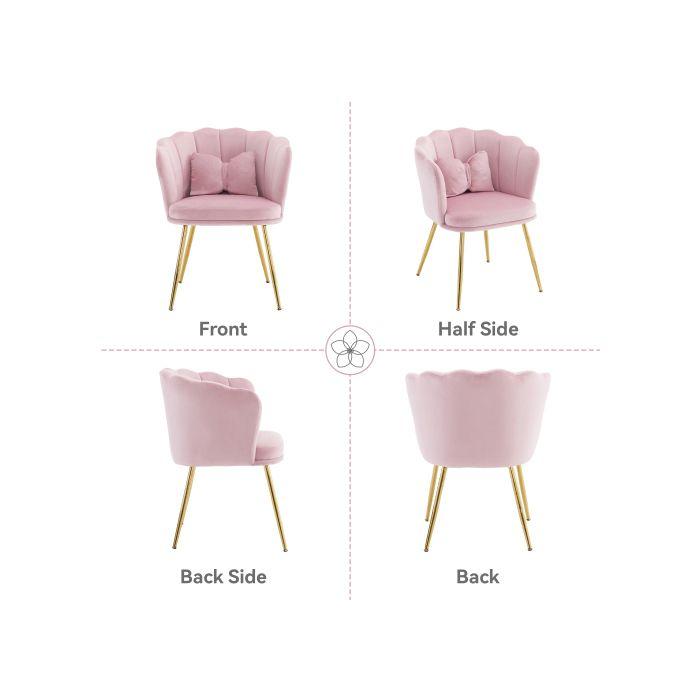 Set of 6 Modern Velvet Living Room Chairs, Bathroom Chairs, Upholstered Chairs with Petal-shaped Backrest