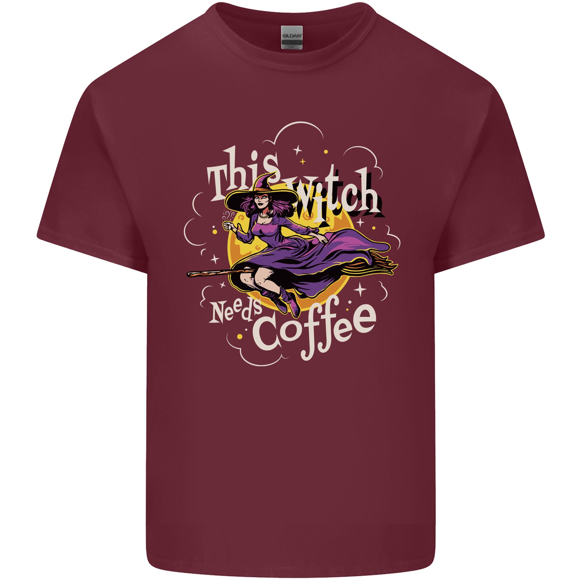 This Witch Needs Coffee Funny Halloween Unisexs Light Cotton TShirt S