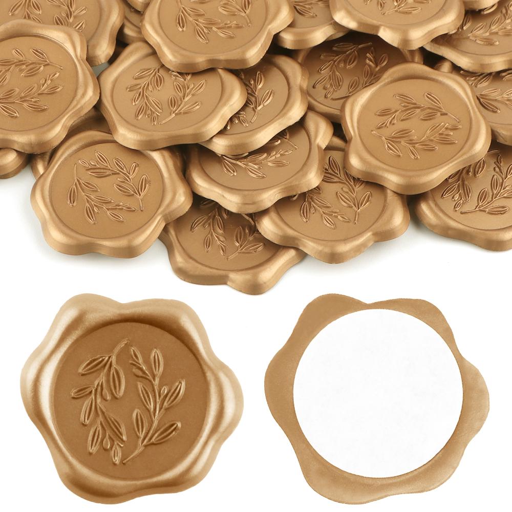 30pcs Olive Branch Love Tree Style Wax Seal Stickers Self-Adhesive Wedding Invitation Envelope Seal Gold Stickers For Decorating