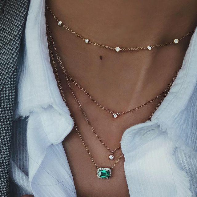 New Gold-plate Crystal Stars Pendant Necklaces For Women Necklace Multilevel Female Boho Vintage Jewelry Wedding Gift