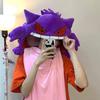 Cute  Gengar Kirby Headgear Doll Sleep Pillow Anime Integrated Dual Purpose Small Quilt Pet Sleeping Blanket Toy Figure
