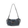 Cross-border Denim Heart One-Shoulder Bag - 2026 New Korean Rivet Trendy Cool Crossbody Bag for Travel and Commute