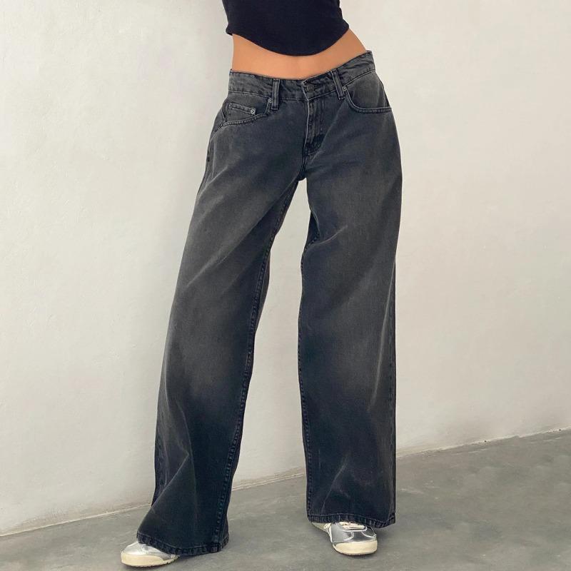 Jeans larghi Y2K Donna alla moda Vita bassa Casual Gamba dritta Jeans boyfriend Pantaloni in denim Tasca Streetwear