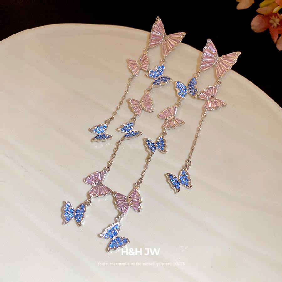 Zircon Butterfly Tassel Earrings Stylish Jewelry