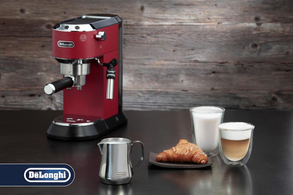 De'Longhi DLSC060 Stainless Steel Milk Jug, Milk Pitcher, Manual Steaming, Made in Italy, 350ml, for Foaming Milk; De'Longhi Fully Automatic Coffee Ma