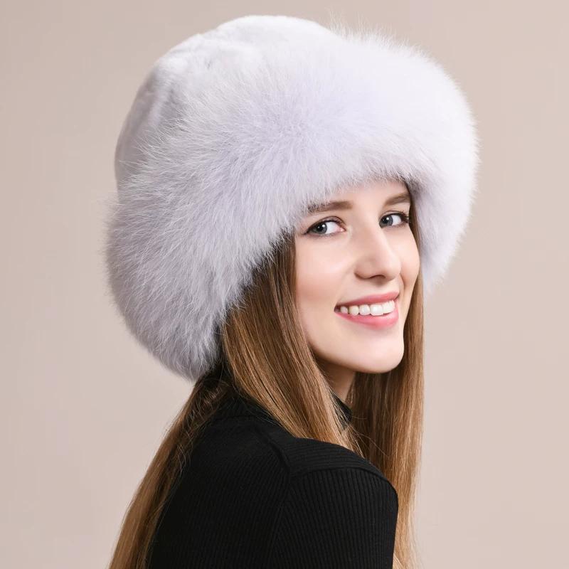 Fox Hair Hat Female Winter Northeast Fur Winter Ear Protection Rex Rabbit Hair Real Hair Hat Bucket Hat Basin Hat Warm