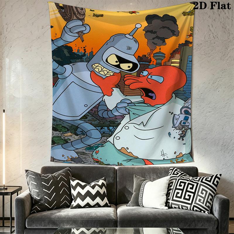 Robot Cartoon Pattern Home Decor Tapestry, Wall Hanging, Decorative RV Wall Cloth.XGT0914369