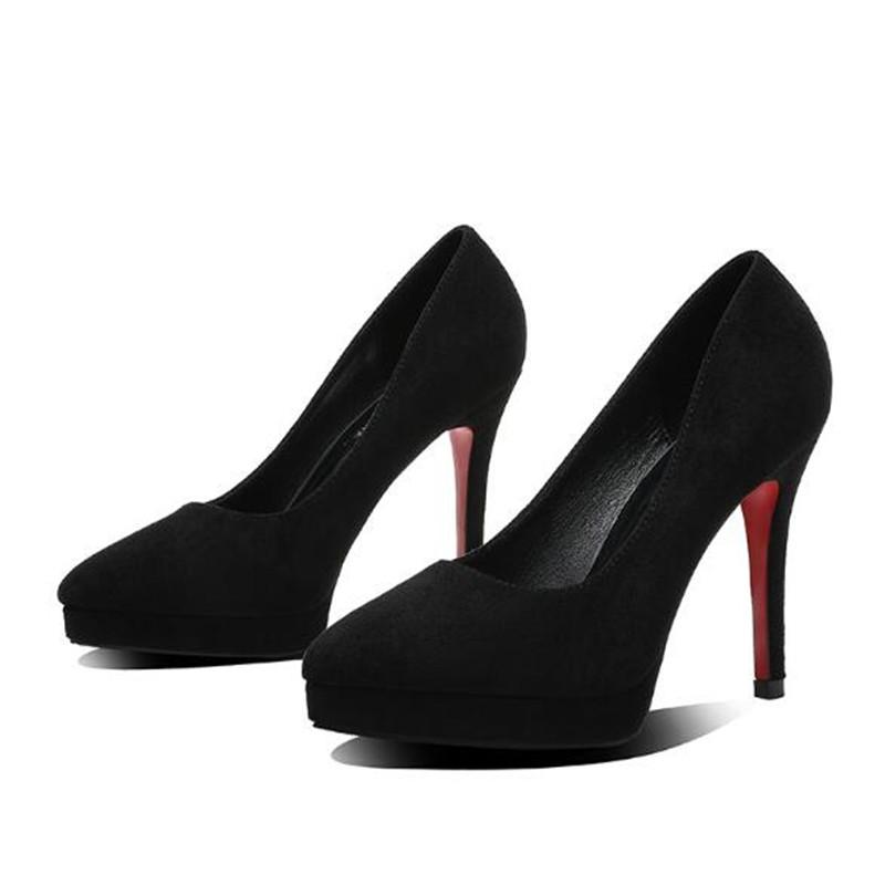 Fashion 2025 NEW Fashion Flock Platform Women Pumps Pointed Toe Sexy Party Shoes Spring Shallow Super High Heels Office Lady Dress Shoes