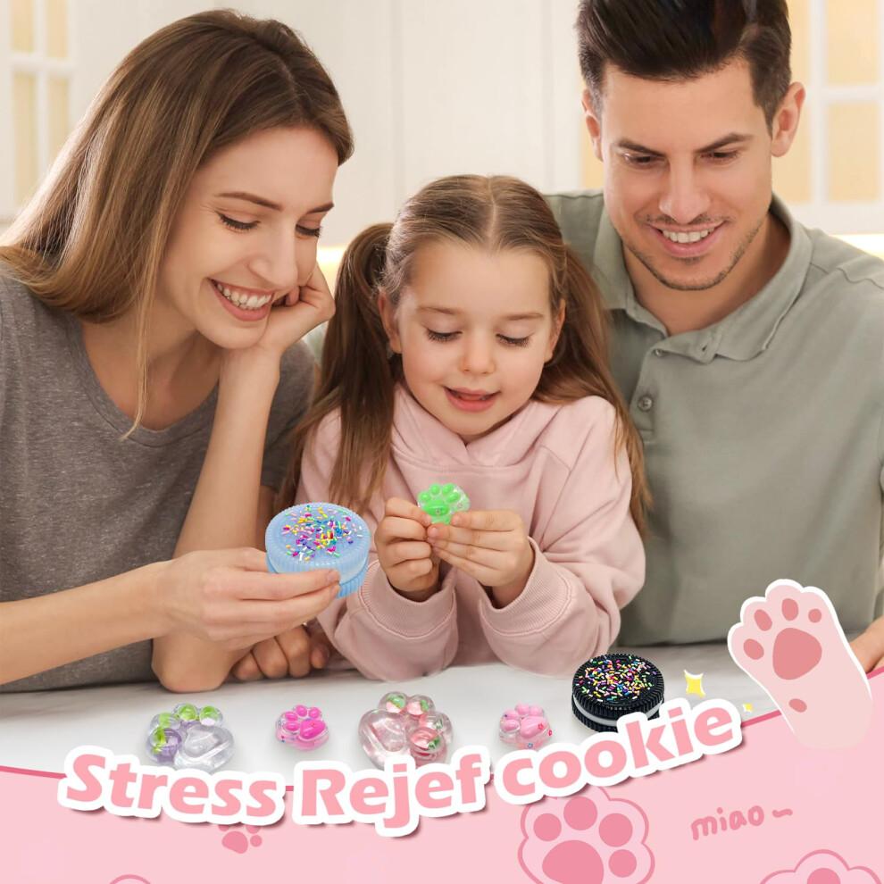 8PCS Taba Squishy Kit,2PCS Biscuit Stress Relief Toy and 4PCS Mini Taba Squishy Paw and 2PCS Fruit Cat Claw Stress Relief Soft Squeeze Fidget Toys Fo