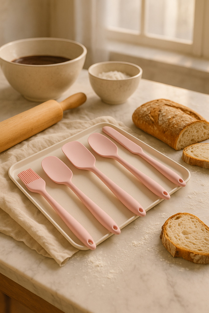 6Pcs/Set Baking Food Scraper Conjunto de seis peças Antiaderente Food Grade Silicone Espátula Ferramenta para Assar Churrasco Cozinhar Misturar Raspar Multifuncional