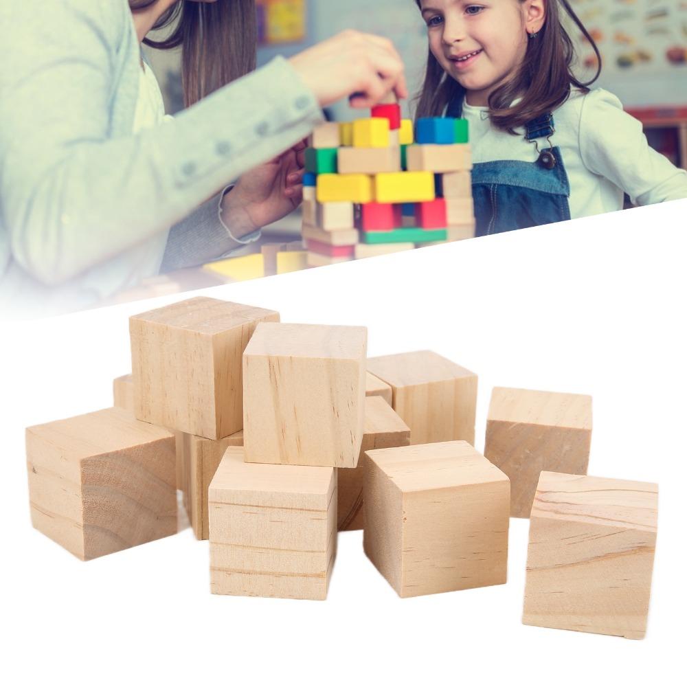 12PCS Uniform Size Wood Cubes Smooth Surface Wooden Cubes Wooden Blocks  DIY Projects