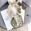 Retro plant flower printing silk scarf, high-end simulation silk 70 small square scarf, gift for girlfriends