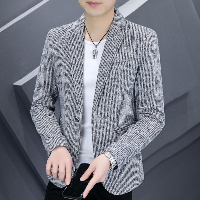 Men's Spring/Fall Korean-Style Slim-Fit Suit: Stylish, Unique, and Casual Blazer