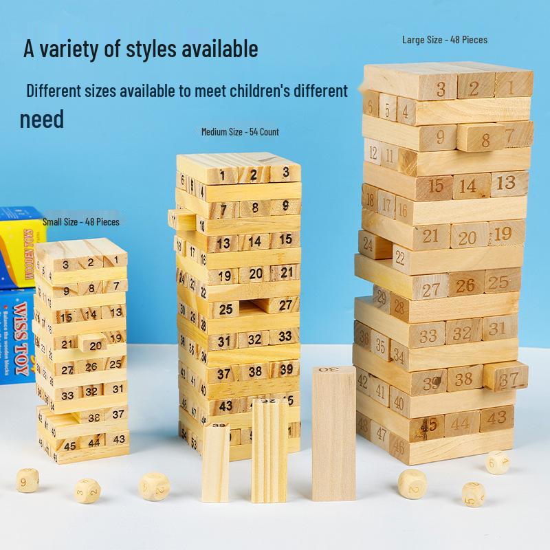 54-Piece Colorful Wooden Stacking Blocks Domino Set for Children's Early Education
