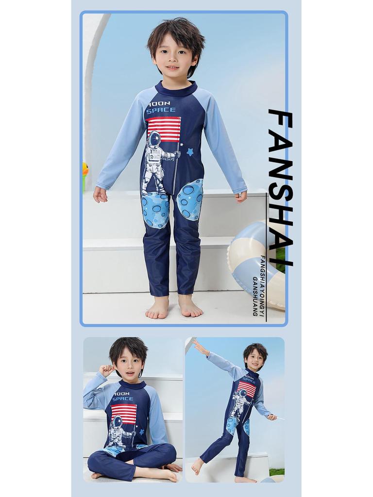Children's Long Sleeve Sun Protection Quick-Drying Swimsuit Set for Boys