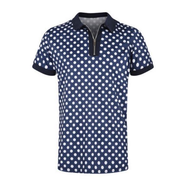 Men'S Hot Sale Men'S 3D Printed Zipper Short Sleeve Solid Color Polo Top T-Shirt