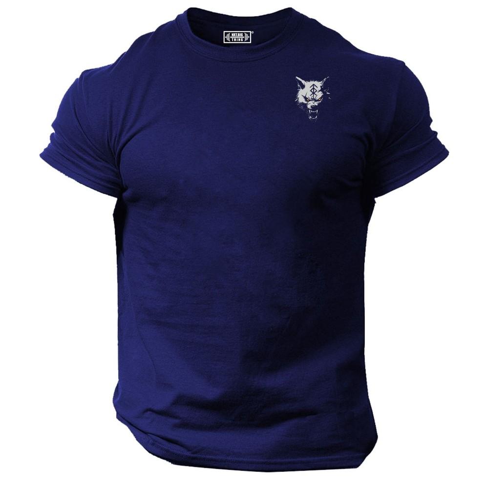 Vikings Wolf T Shirt Pocket Gym Clothing Bodybuilding Training Workout Mma Top
