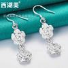 Charming Rose Flower Earrings, Silver Color, Gift, Charming Jewelry for Evening… More