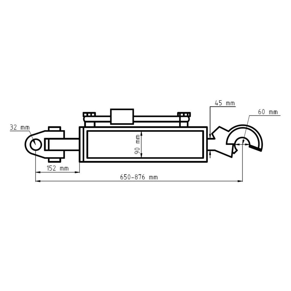 Hydraulic Upper Link CBM Hook Cat. 3 Joint 650-876 Mm Sparex S.331201
