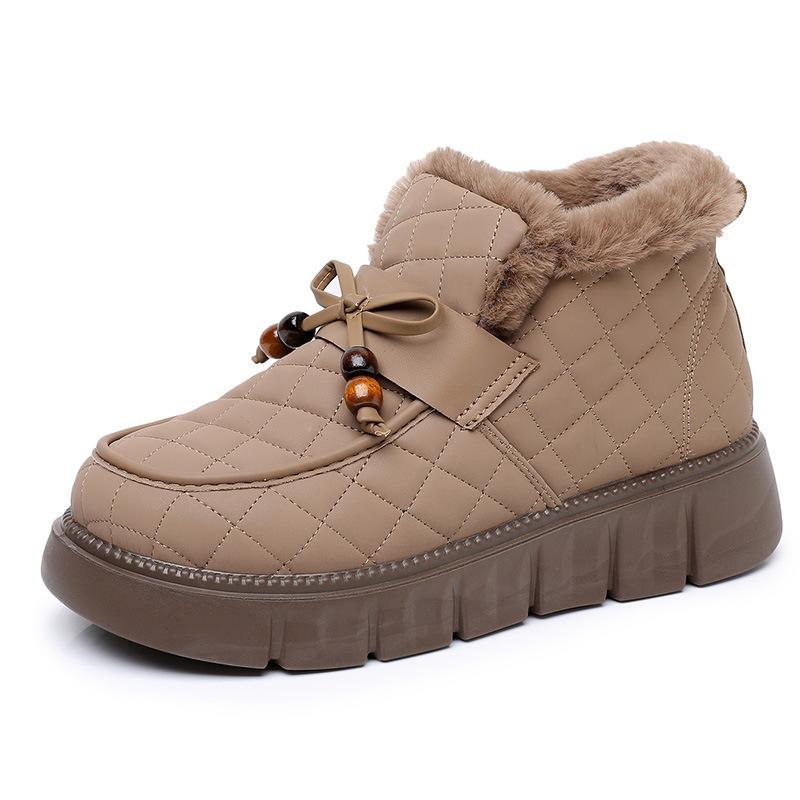 

Флисовые Теплые Снежные Ботинки, Мягкая Подошва Противоскользящие, Повседневная Обувь на Одну Ногу 42 верблюд