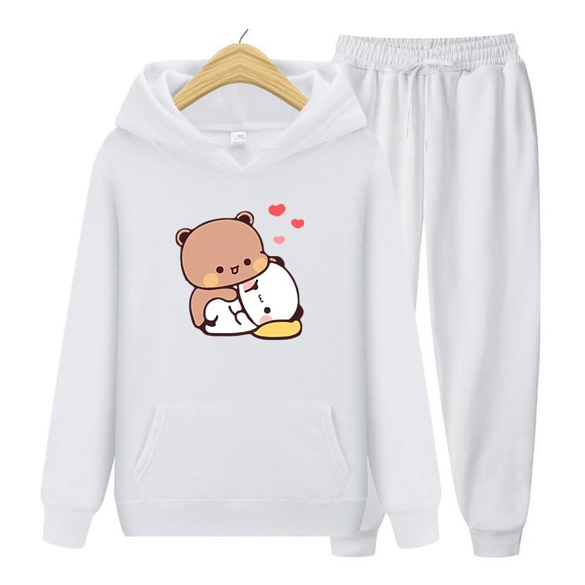 Bubu and Dudu Hoodie Love Heart Women Hoodie Set Aesthetic Graphic Kawaii Bubble Tea Hoodies Anime Sweatshirts Hoodie Set