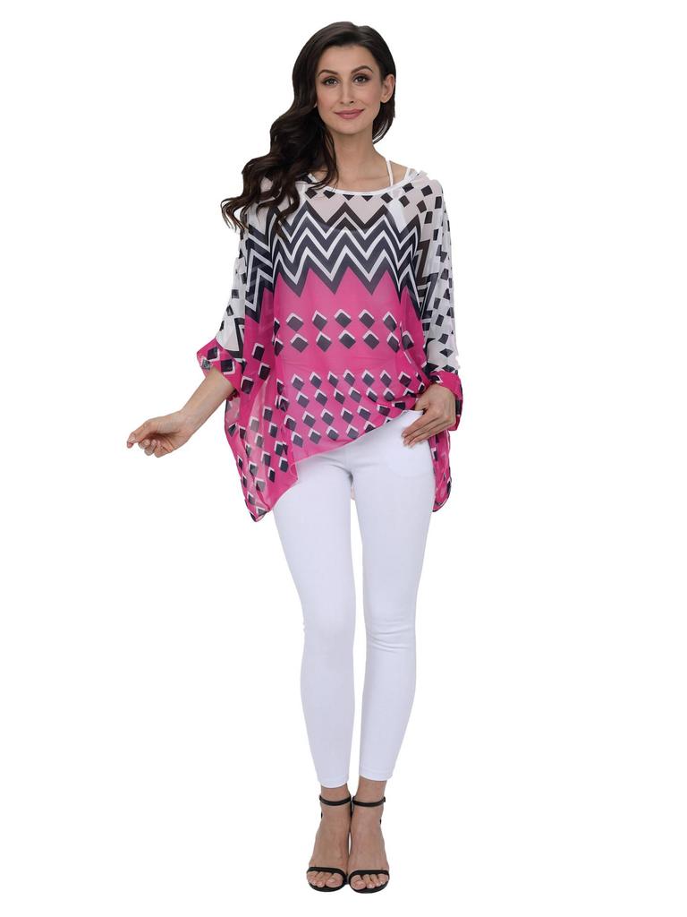 Women's Plus Size Bohemian Chiffon Beach Shirt with Sun Protection