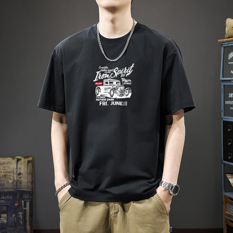 Japanese Summer Round Neck T-shirt Men's Short Sleeved Top Clothing Trendy Brand Loose Half Sleeved Trendy Printed Pure Cotton T-shirt