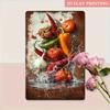 Vintage Vegetable Metal Wall Art  Rustic Pepper and Tomato Tin Sign for Farmhouse Kitchen Cafe or Dining Room Decor X Inch