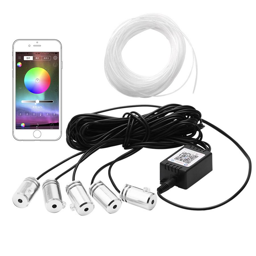 9 in 1 RGB LED Optical Strip Light Bluetooth App Control 12V Car Styling