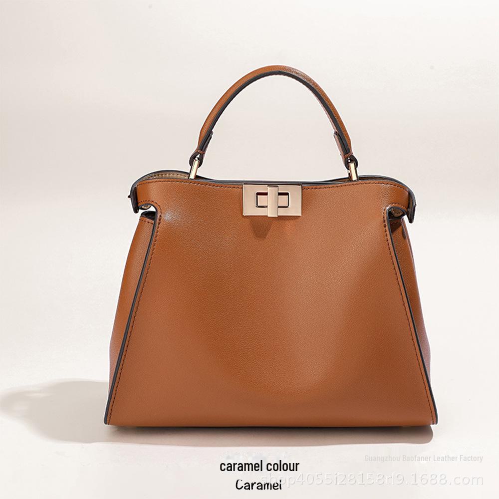 European & American Professional Women's Cowhide Shoulder Bag - Royal OL Kitten Messenger Style