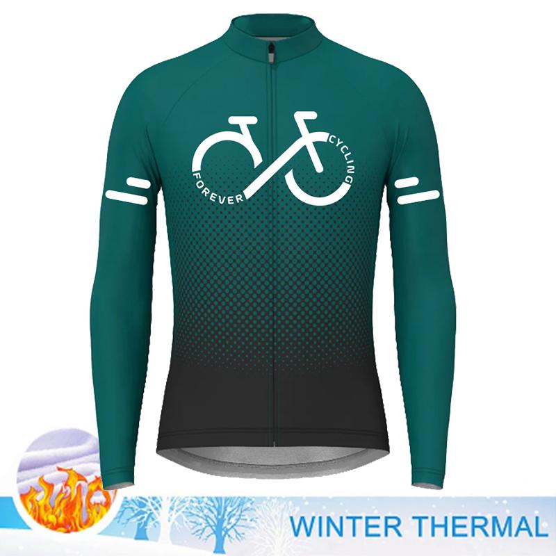 Gradient Color Series Cycling Jersey 2023 Winter Fleece Men Long Sleeve Cycling Clothing MTB Road Bike Shirts Warm Bicycle Wear