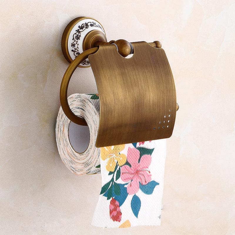 European Antique Brass Double Towel Bar & Shelf Set