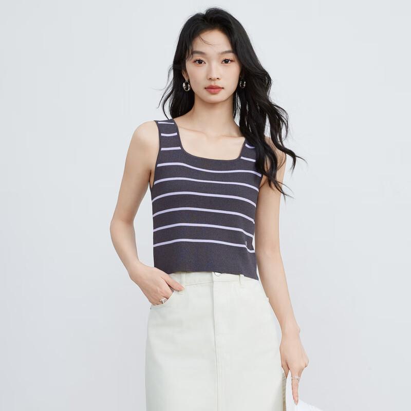 Elva Island Women s Square Neck Striped Knit Vest S