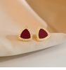 Wine red triangle atmosphere earrings for women