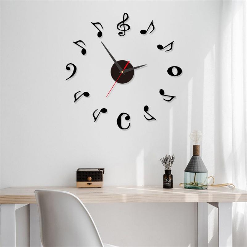 Note Clock Acrylic Wall Clock Study Entrance Wall Clock Decorative Wall Sticker Clock Luminous Nordic Style Fashionable Silent