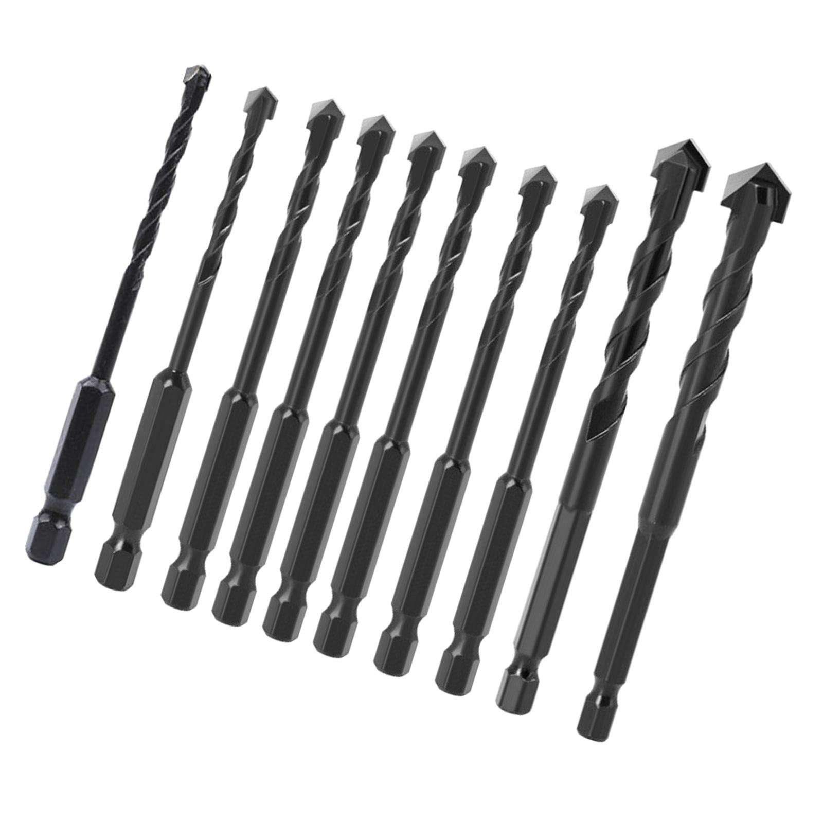 

10Pcs Hexagonal Triangle Steel Wall Tile Concrete Drilling Bit Household Marble Metal Hand Electric Drill Bit Tool 1