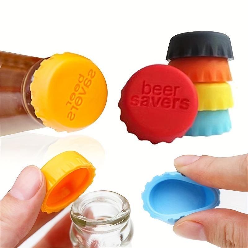 6pcs Reusable Silicone Bottle Caps - Airtight Seal for Beer, Soda, Wine, Kitchen Storage - Vibrant Orange, Red, Blue & More