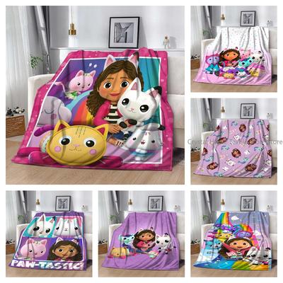 Süße Gabby's Puppenhaus Cartoon Decke, Weiche Überwurfdecke für Betten Zuhause Schlafzimmer Sofa Picknick Reisen Büro Ruheabdeckung Decke Geschenk
