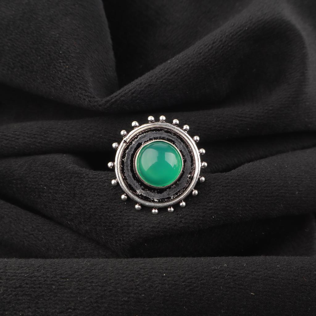 Green Onyx Cab Ring Jewelry, Handmade Spiritual Gemstone Jewelry , 925 Sterling Silver Ring Handmade, Beautiful Silver Jewelry For Wedding Gift