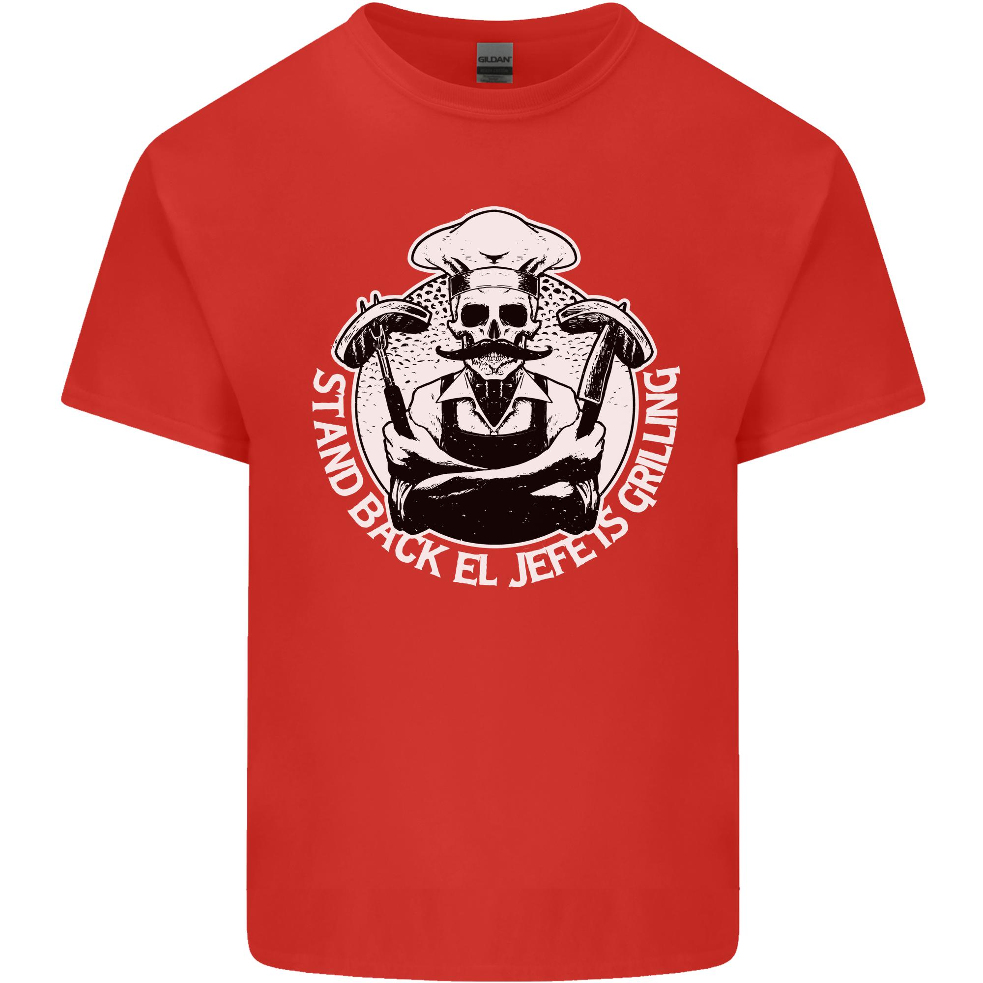 Stand Back El Jefe is Grilling Funny Skull BBQ Unisexs Light Cotton TShirt S