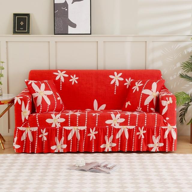 Universal Sofa Slipcover With Skirt Fitted Couch Cover Washable High Elastic Fabric With Skirt Sofa Cover For Dogs