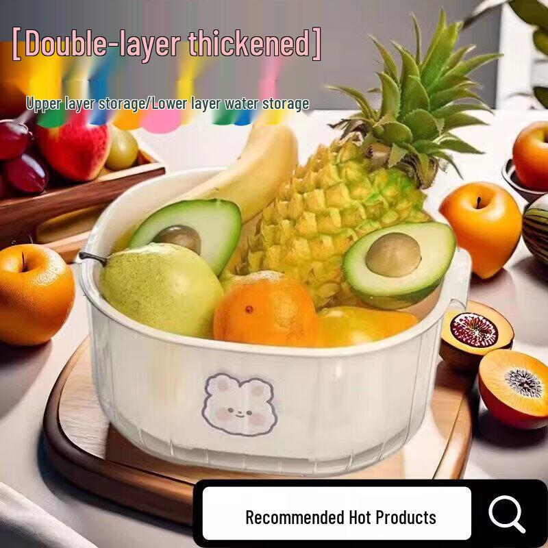 Double-Layer Melamine Drain Basket and Fruit Bowl